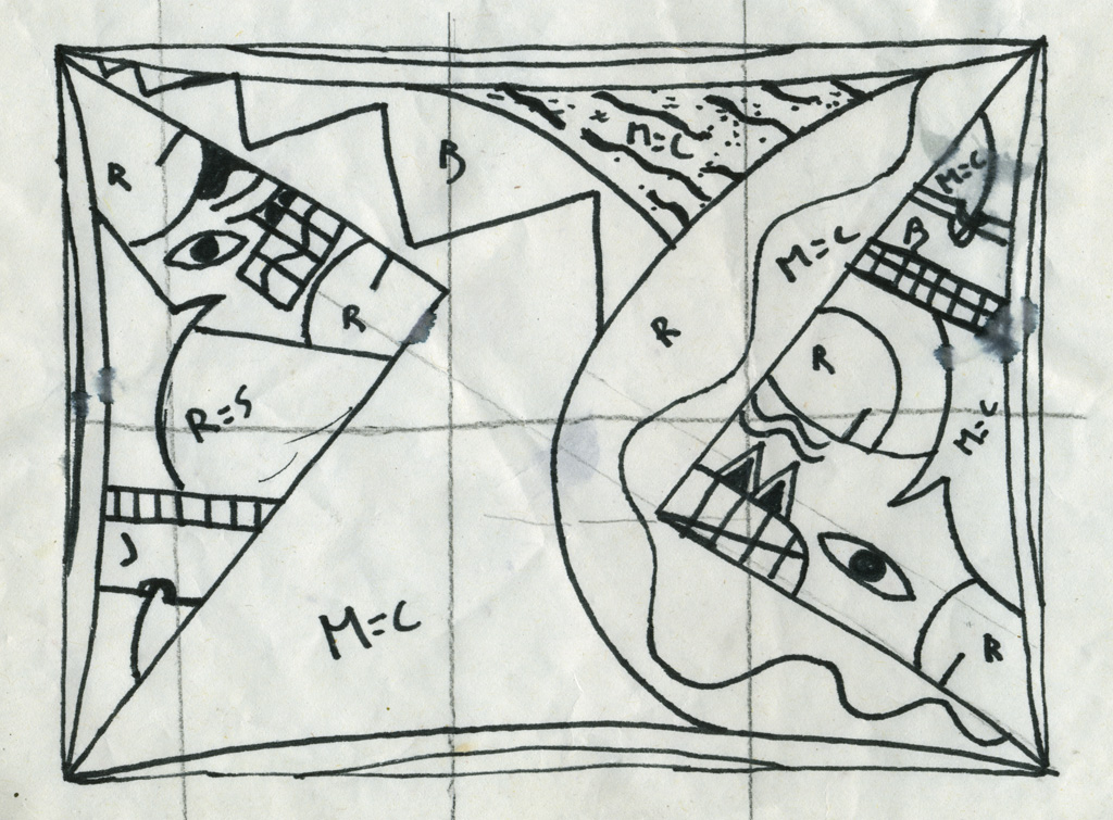 Claude Closky, ‘Boxers,’ 1984, preparatory drawing, felt-tip pen on paper, 11 x 15 cm.